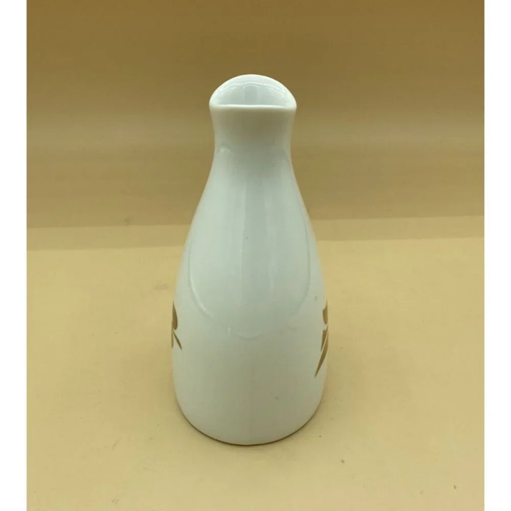 Porsgrund Norway Varefakta Cruet Vase P555 White Gold Bird Emblem 5.5” x 3.5”